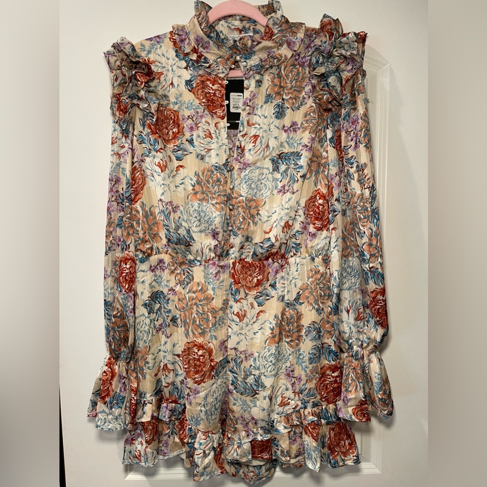 Fashion Nova Ruffle Floral Print Romper